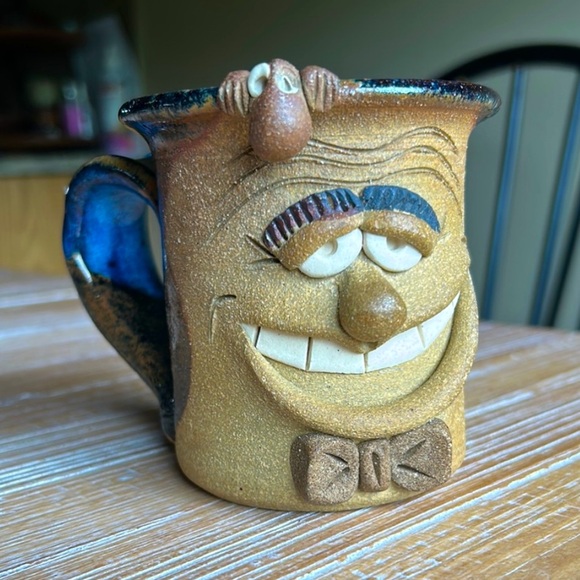 Vintage Other - Vintage Ugly Face Pottery Mug Artist Signed /Stamped.